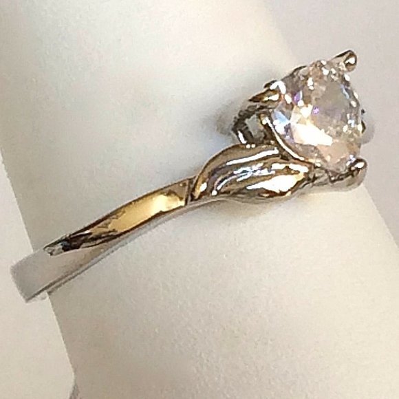 Silver Heart Cubic Zirconia Ring Size 8 9 Solitaire Promise Plated Engagement - Picture 4 of 8